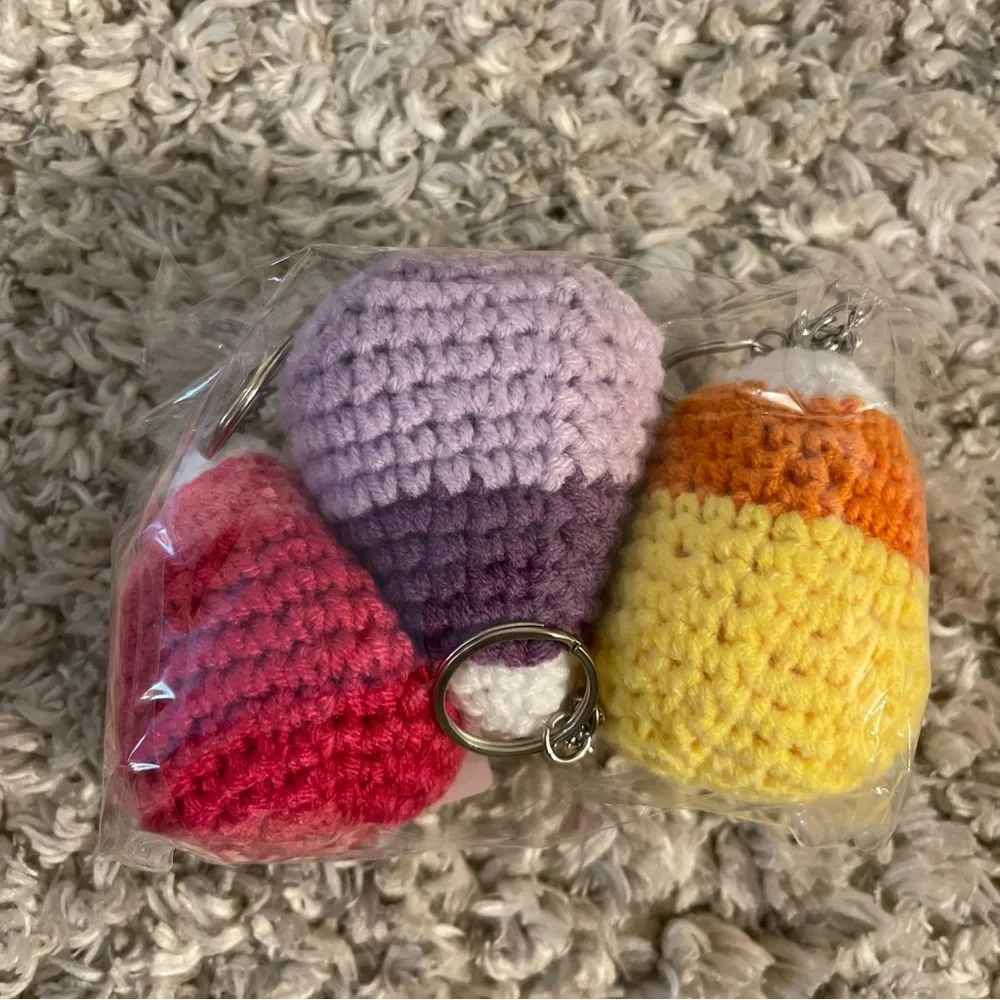 Cute Positive Candy Corn Plush Keychains Trio sealed